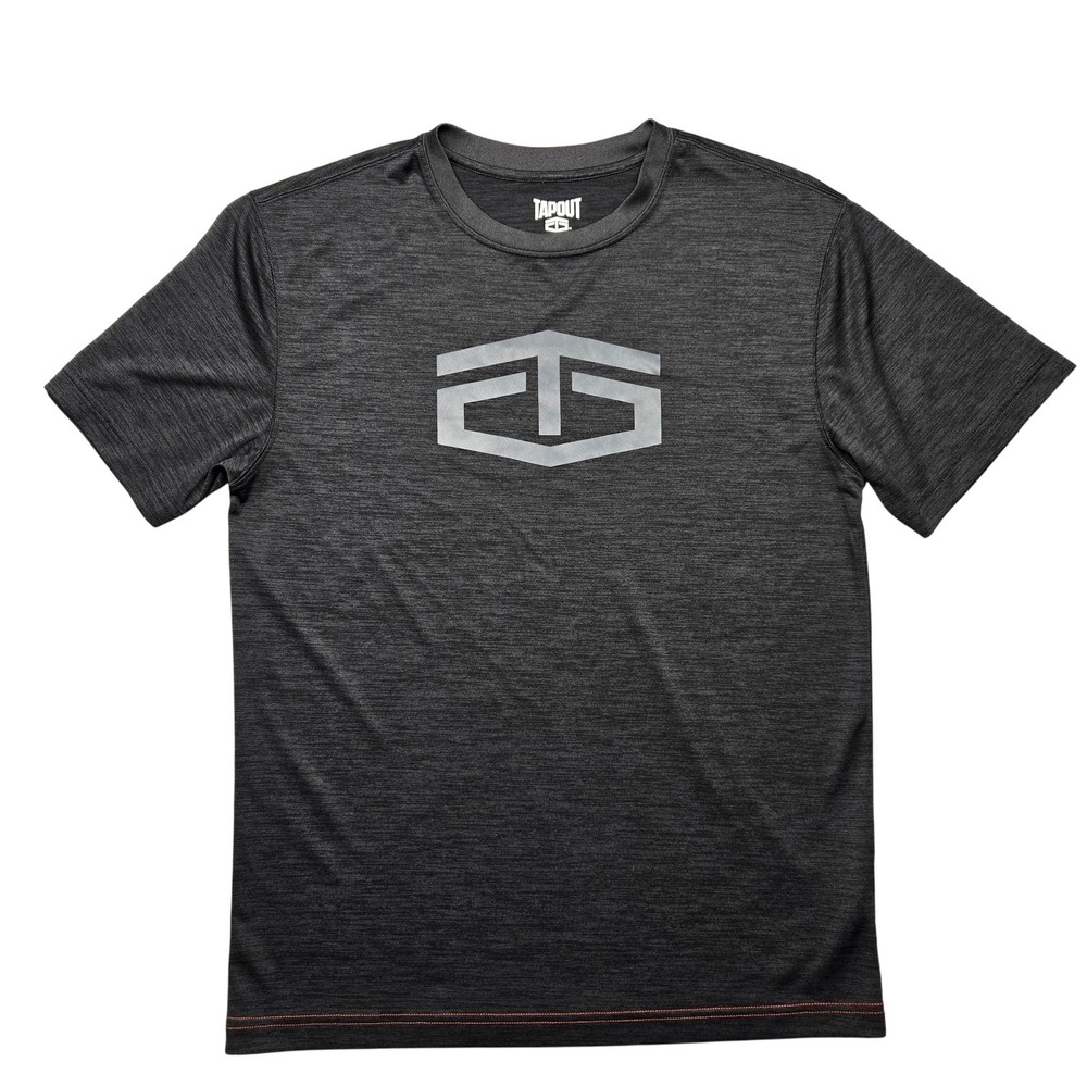 Tapout Shirt Mens Medium Black Gray Athletic Performance Tee Logo‎ Lightweight